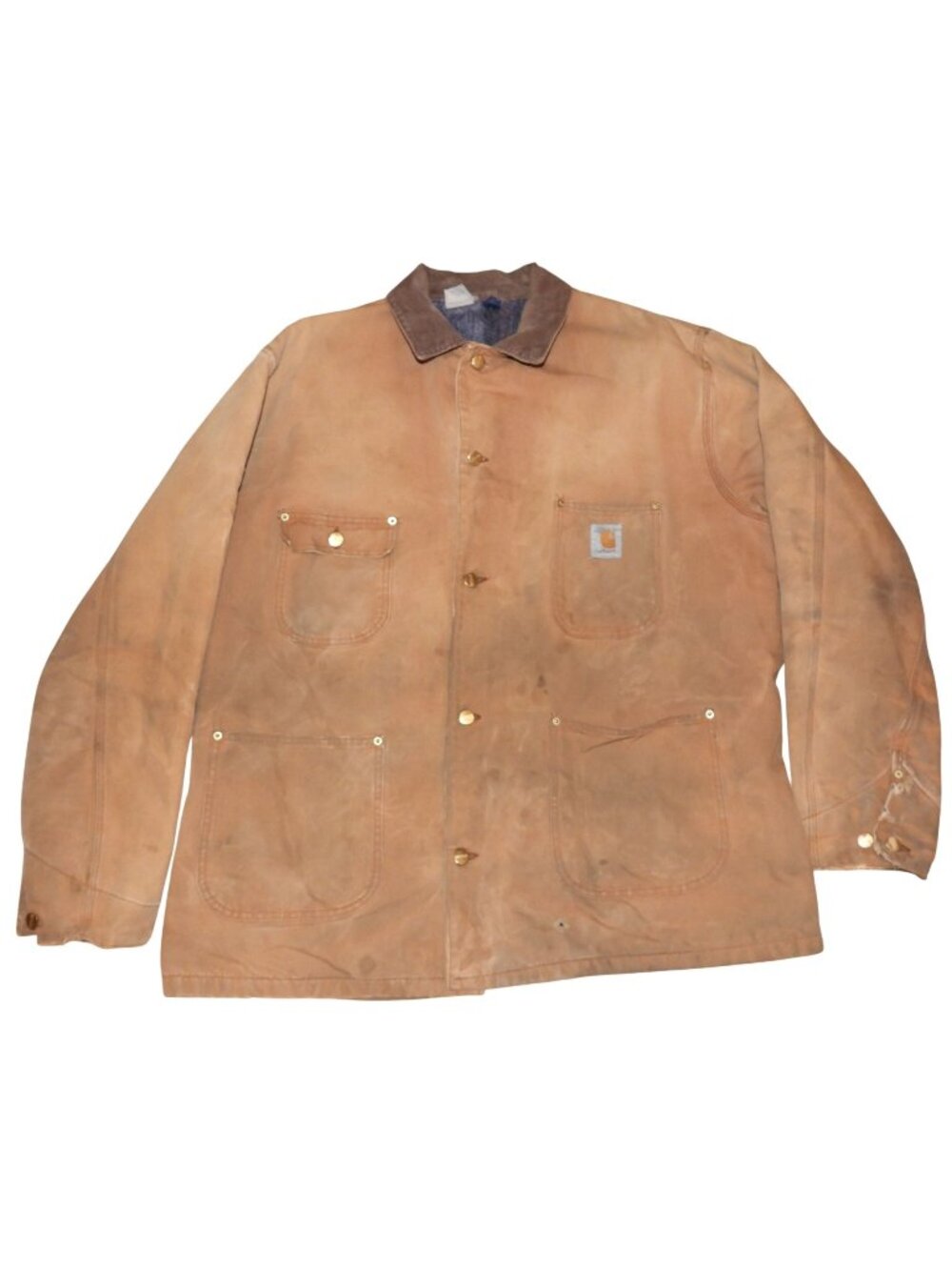 Vintage 80s Carhartt Chore Coat Blanket Lined Jacket Light Brown Mens XL/2XL